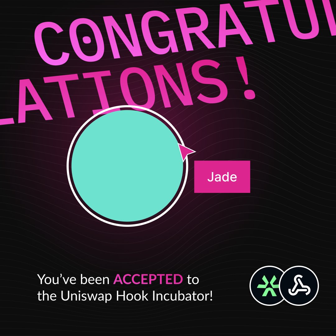 _1_jade_'s tweet photo. I’m joining the Uniswap Hook Incubator 🦄

Prediction markets still have a liquidity problem.

I’ll be building the 1st AMM-based prediction market @_PolyPOP  hook to explore how Uniswap v4 hooks can help markets launch, trade, and scale.

Thanks to @UniswapFND and @atriumacademy for making this possible 🪝