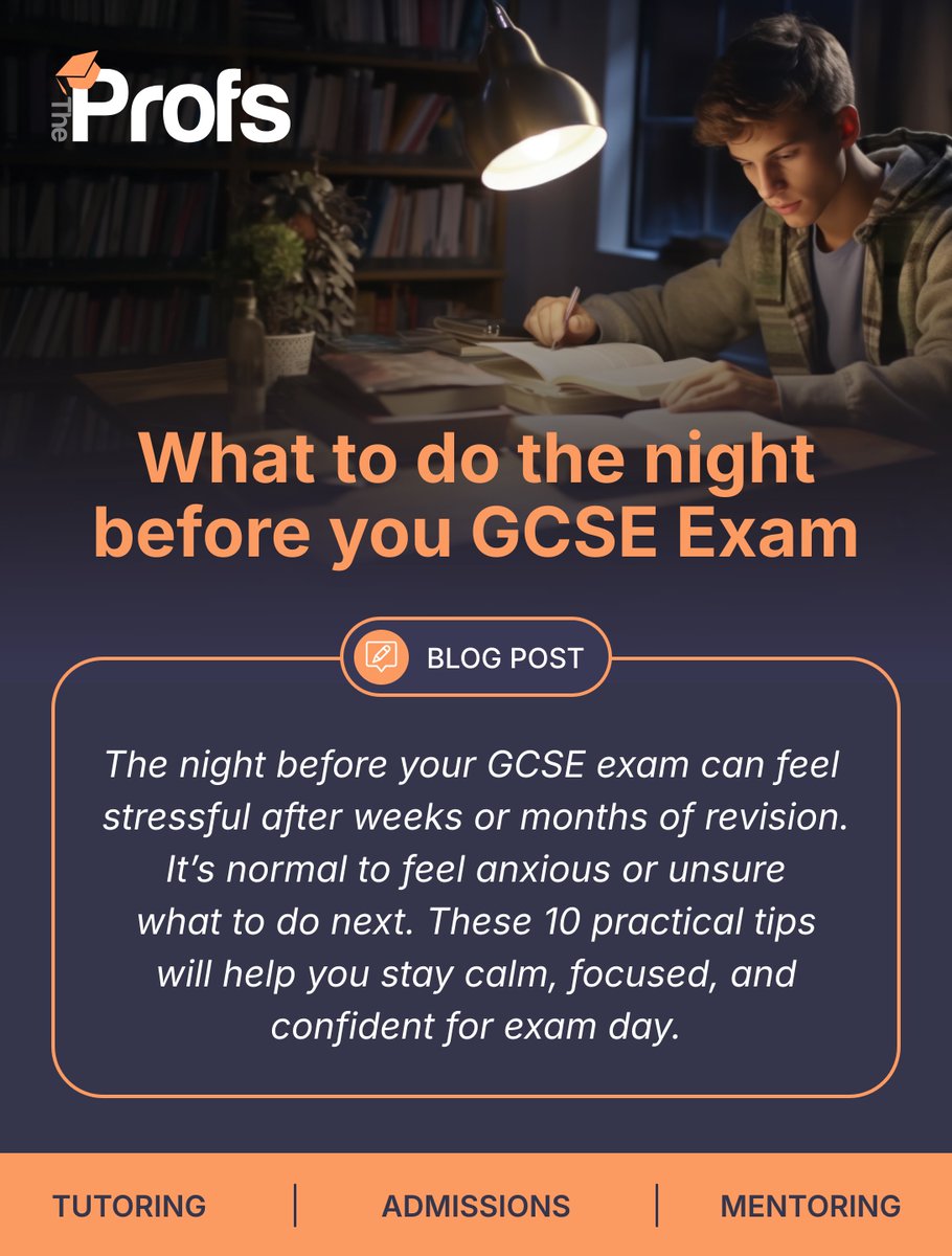TheProfsTuition's tweet photo. GCSE season is in full swing, and if you’re still nervous about your remaining exams — you’re not alone 📚✨

Read our blog for practical tips ahead of exam day 👇
https://t.co/j54sbZZkFS

#TheProfs #GCSES #ExamSeason https://t.co/vSkycfubf9