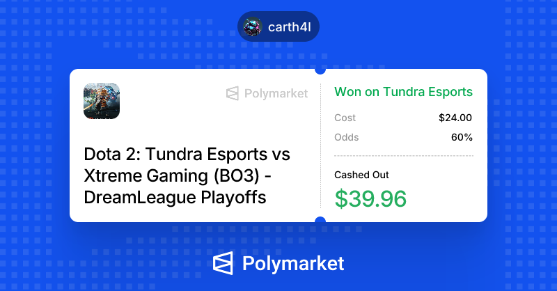 CartalRr's tweet photo. I just won on @Polymarket. https://t.co/V4at9PSXXA https://t.co/iwl1j6B6Mc