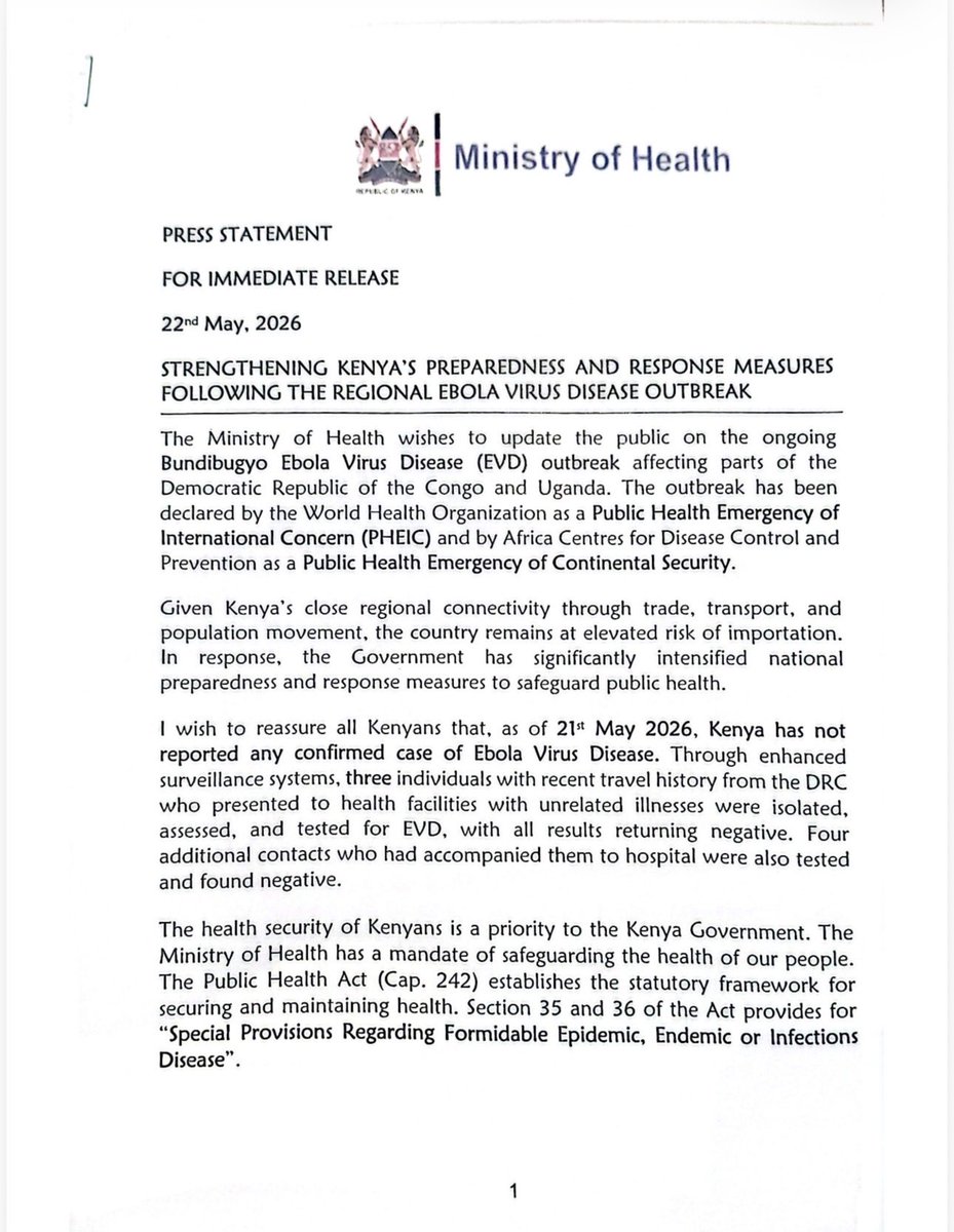 Ministry of Health tweet media