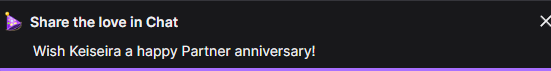 keiseiraVT's tweet photo. I completely forgot it's also my partner anniversary cause twitch gave me partner for my birthday 😭 https://t.co/bcNvMXeCI0