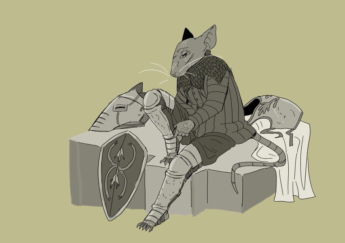 Catmancer_'s tweet photo. The knight 
#antrocharacter #fantasyart #sketch #digitalart #ratart https://t.co/g90DLrsBdz