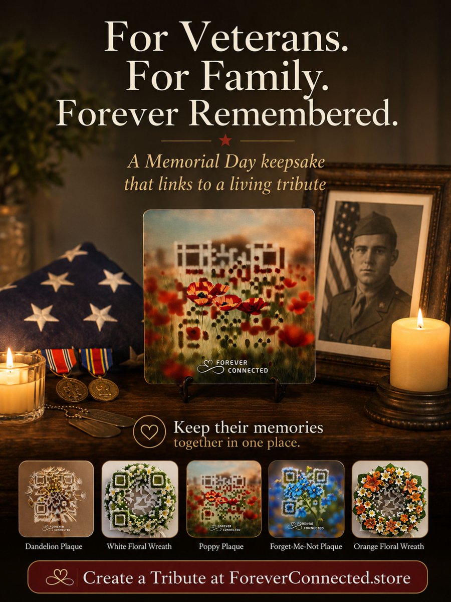 ReadyMate's tweet photo. A beautiful Memorial Day Remembrance Gift: a Plaque with artistic QR code that scans to their online tribute
🕊️ https://t.co/2pjqjS7vGw
#MemorialDay #Veterans #InMemory #GoldStarFamilies #MemorialPlaque https://t.co/BgSzgQ0yLw