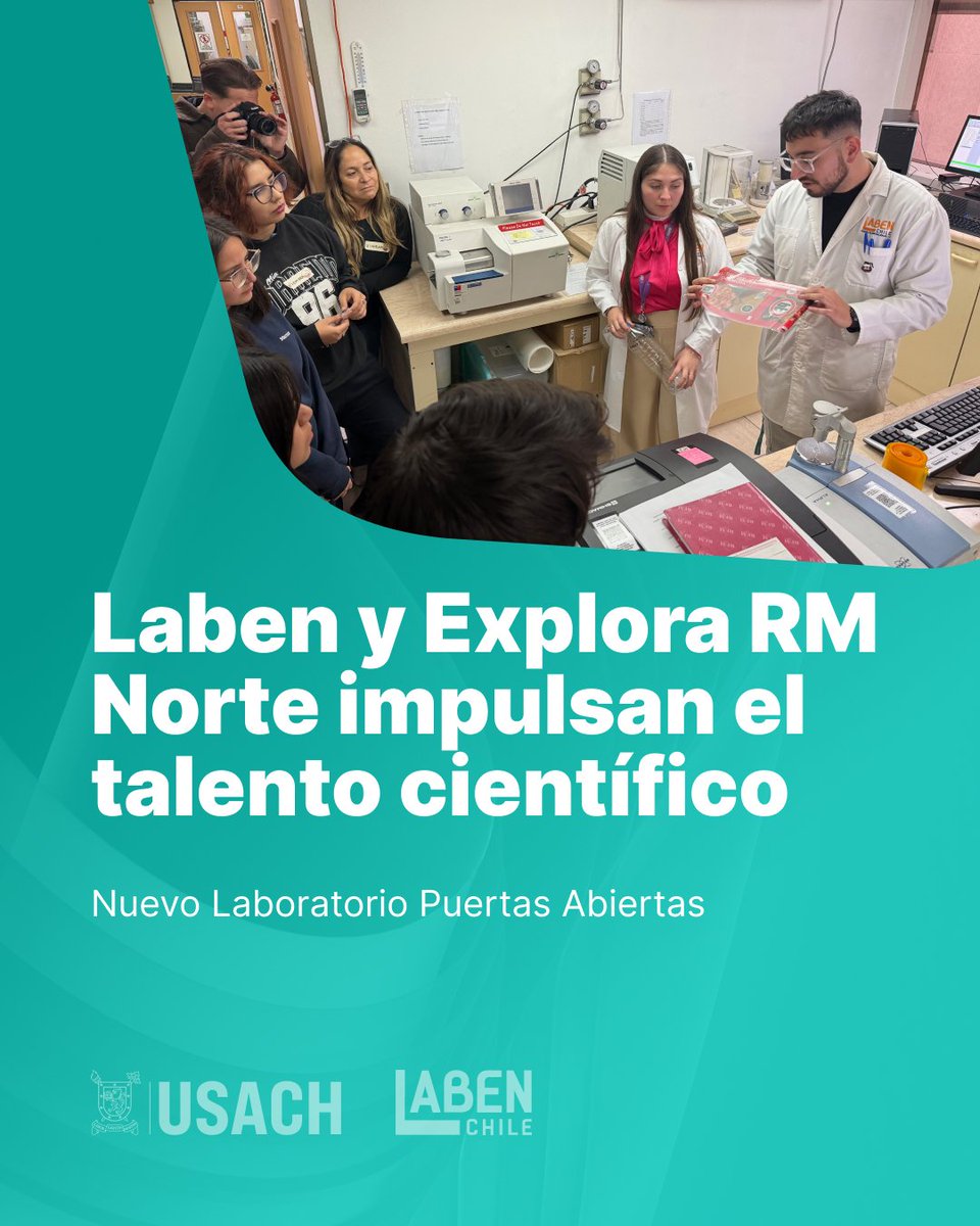 LABENCHILE's tweet photo. 🔬 ¡Ciencia en acción! En #LabenChile junto a @parexploranorte abrimos las puertas de nuestros laboratorios a estudiantes de Curacaví, Colina y Santiago para una jornada llena de innovación y proyectos sobre la ciencia de los envases. 👇

https://t.co/oXjI5pIV5X https://t.co/lvMsKGFaSO