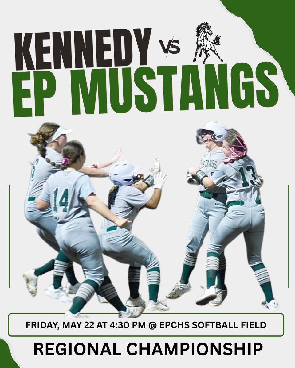 epchssb's tweet photo. Time to ride! The first round of playoffs starts today. Be there at 4:30 at EPCHS to catch your Mustangs in the Regional Championship 💚🌲🥎 https://t.co/DuFzf00GIi