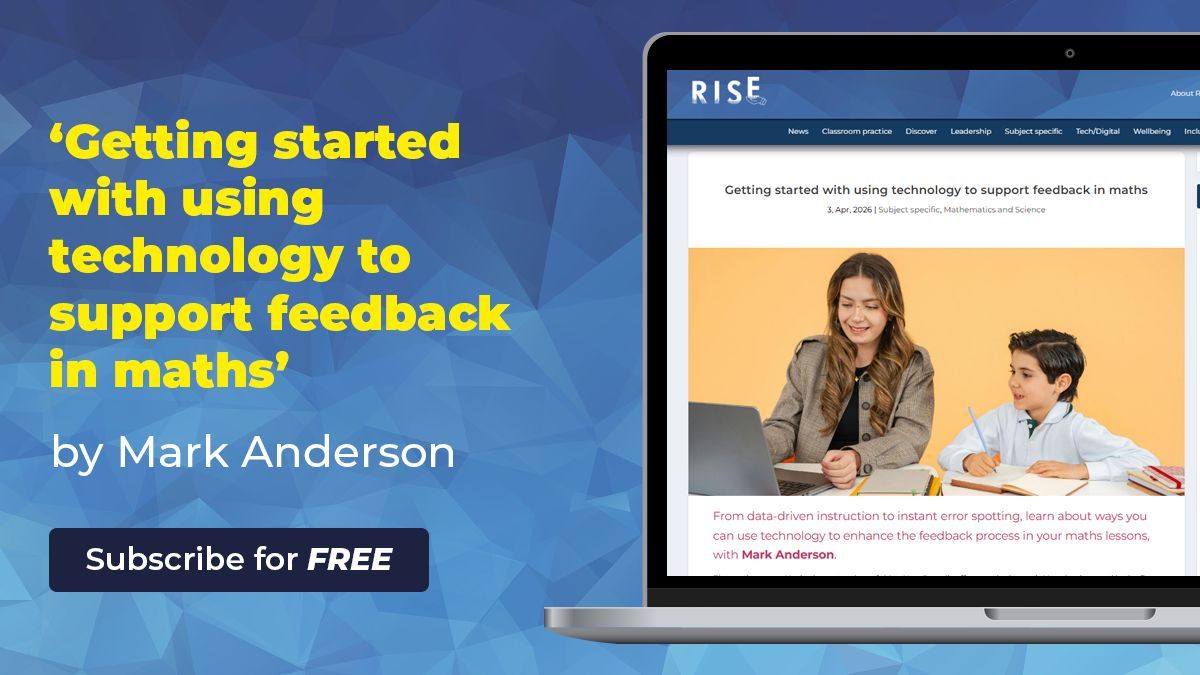 NetSupportGroup's tweet photo. 📣 Maths teachers, this one is for you! In this article from Mark Anderson FCCT, he explores different ways you can use technology to enhance the feedback process in your maths lessons, from data-driven instruction to instant error spotting and more. There's also some handy tips for selecting and implementing tech tools. 👌  #Maths #Feedback #EdTech #RISEEEduMag https://t.co/d1O1CRJhhJ