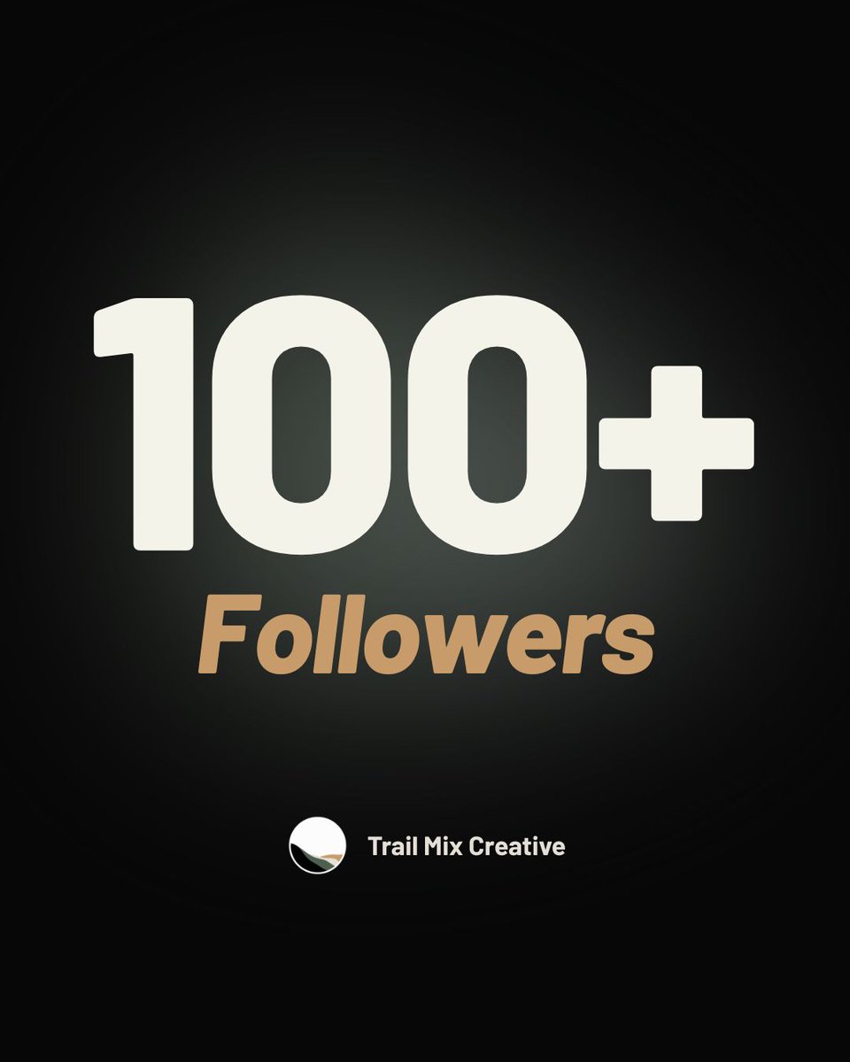 trailmixcreate's tweet photo. 100+ followers and this is just the beginning. 🎉

Thank you for supporting Trail Mix Creative and being part of our growing community. https://t.co/wE8zOJlAbO