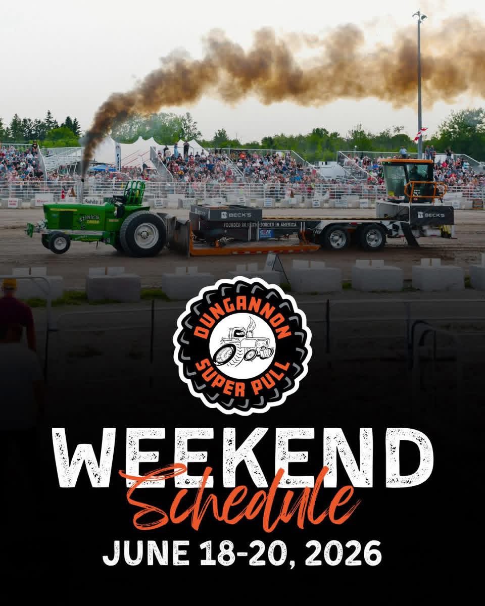 Dgsuperpull's tweet photo. Plan your Dungannon SuperPull weekend so that you don’t miss any of the action! 

Here is our full event schedule 🗓️ 
June 19 &amp; 20, 2026
#fathersdayweekend #fullpull26 https://t.co/kD2JjTrnmB