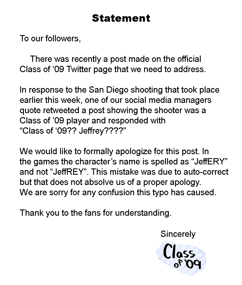 Class of '09 tweet media