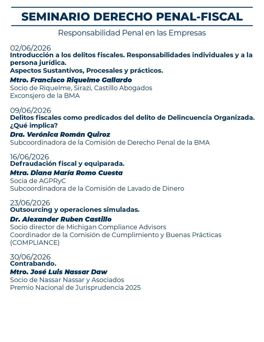 BMA_Abogados's tweet photo. Debido al éxito, extenderemos la preventa de nuestro Seminario de Derecho Penal-Fiscal hasta el 27 de mayo. 
No pierdas la oportunidad de aprender de los mejores. 
¡Inscríbete ya! https://t.co/7CNkVF4693
