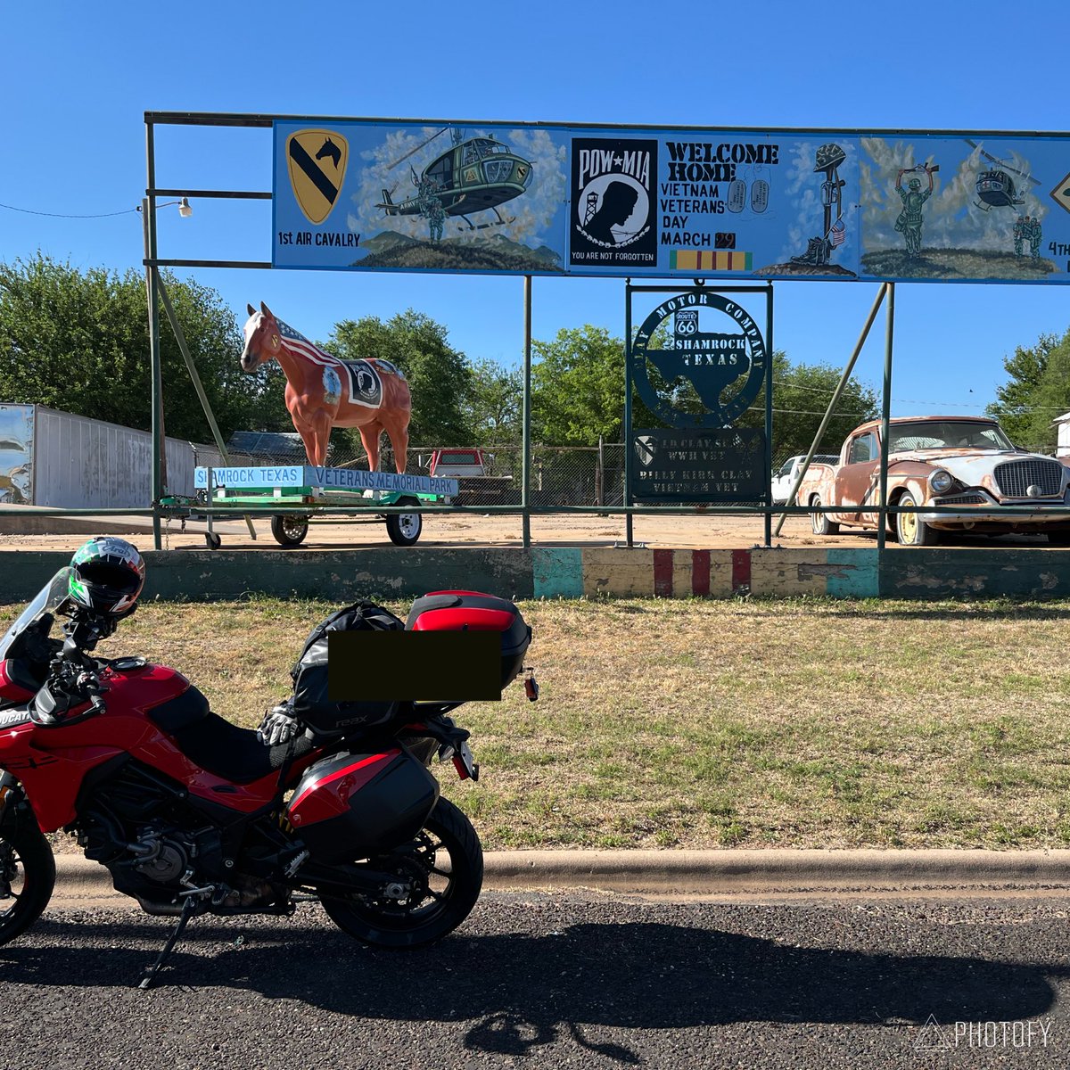 liquidorc's tweet photo. Day Four
Into the Texas panhandle today, a quick stop to grab some pics on Route 66 in Shamrock, Texas. Route 66 is a combination of interesting sights, worn pavement, and closed up buildings. An adventure, I’d say. https://t.co/KkbGOLgOrc