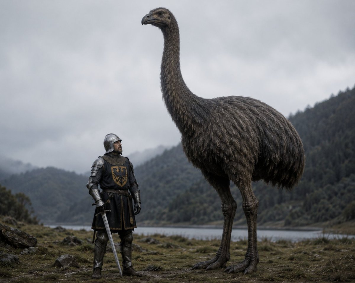 RealTonyDepp's tweet photo. These things were alive until 1500 ad. The time of knights, and long after Ancient Egypt. Wooly mammoths were still around too. Just 500 years ago. 

They were called "Moa." https://t.co/M2UTZrtlna