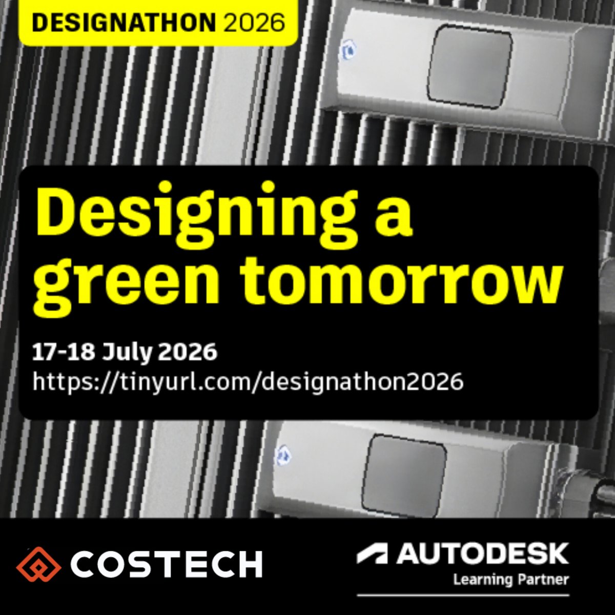 Costechcomputer's tweet photo. 🚀 Designathon2026 is here!

Engineering &amp; industrial design students can learn Autodesk Fusion, compete globally &amp; win amazing prizes — including an Autodesk learning experience in the UK 🇬🇧

📅 17–18 July 2026
👥 Teams of 2–3
Register: https://t.co/XyoJcXQ0Uo https://t.co/tAOaIJXldU