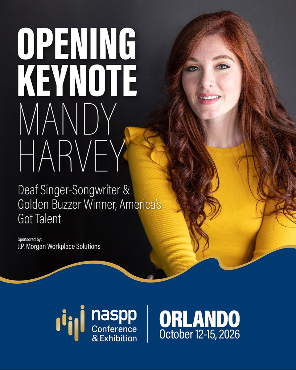 NASPP's tweet photo. Meet Mandy Harvey:
🌟  The America’s Got Talent Golden Buzzer winner who reached hundreds of millions worldwide.
🎤  And now—your opening keynote speaker.

Don’t miss her keynote on building the community that fuels every comeback.

Learn more >> https://t.co/XT24nmIuDr https://t.co/umogxkA4E6