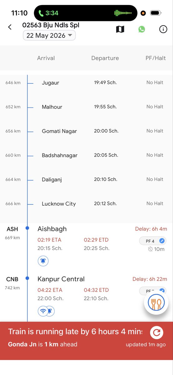 Mrivatsa's tweet photo. @drmljn @RailwaySeva See today’s running status @drmljn https://t.co/ElRVauwgJB