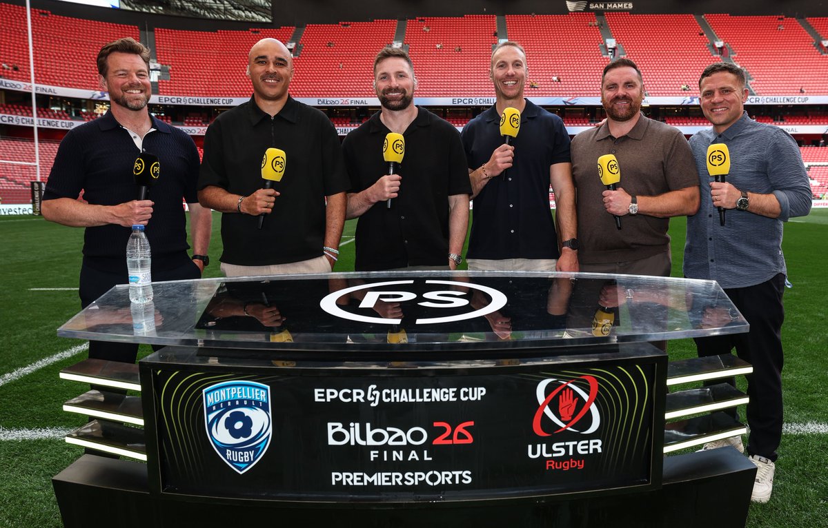 PremSportsTV's tweet photo. Our team are all set for a massive night in Bilbao 🎤

Coverage is just 10 minutes away 🙌

#ChallengeCupRugby https://t.co/Z6Iw1bUxk8