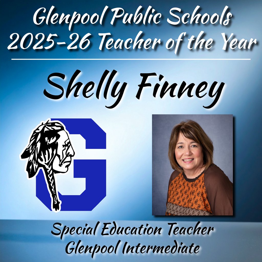 Glenpool_ES's tweet photo. Glenpool Schools is proud to announce Shelly Finney as our 2026 District Teacher of the Year.

Mrs. Finney teaches Special Education at the Intermediate School. This month, she is completing her 13th year with Glenpool.

Please congratulate Mrs. Finney. https://t.co/QXEopQ05EH