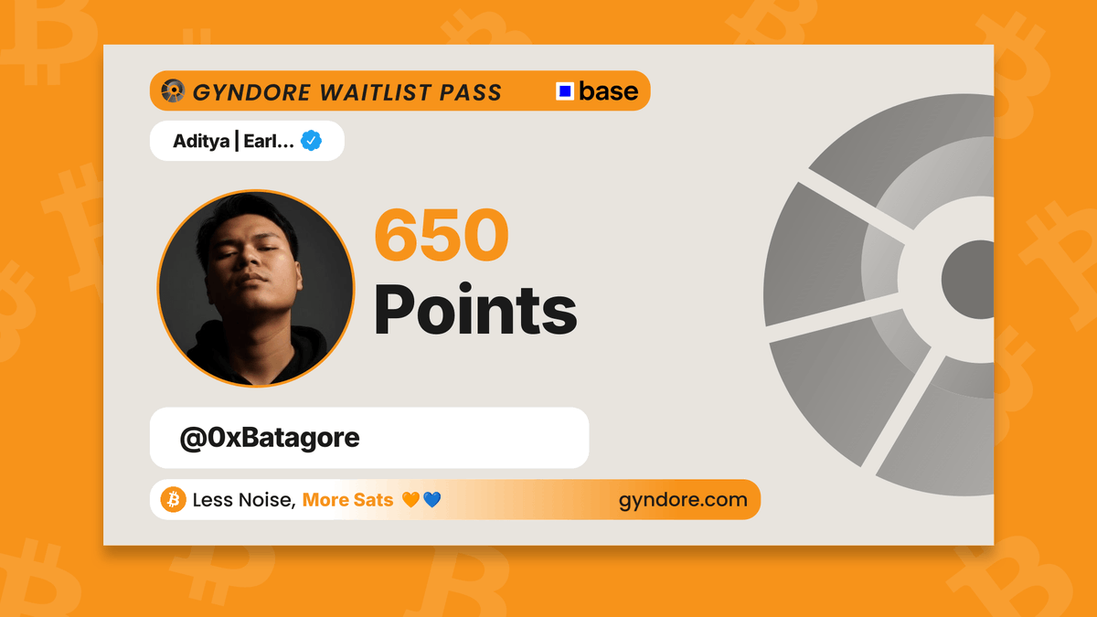 0xBatagore's tweet photo. Secured my spot on the @Gyndore waitlist.

Already stacking. It pays to be early.

Join now &amp; claim your points → https://t.co/Wkk8jGC6po https://t.co/KXggzhEqnw