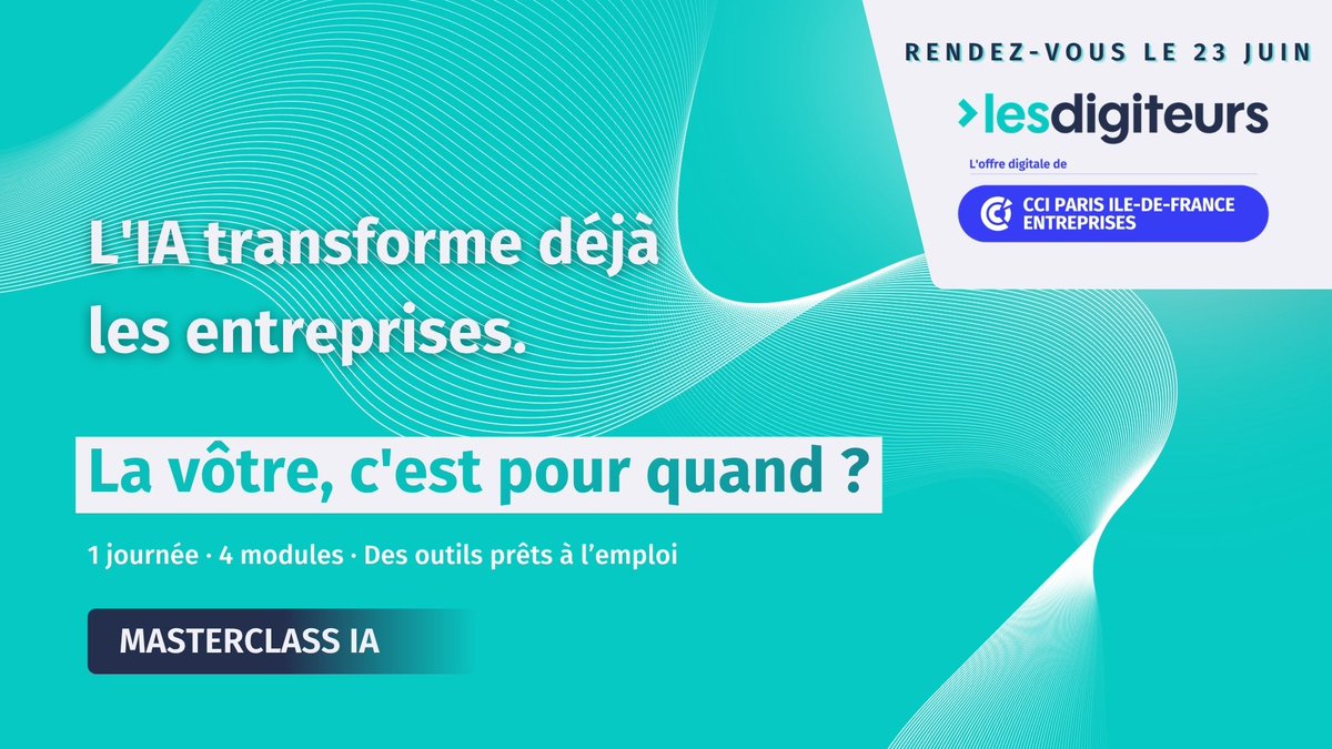 CCI_95's tweet photo. Vous savez ce qu'est l'IA. Mais savez-vous comment l'utiliser, dès demain ?
1 jour · Ateliers pratiques · Outils concrets · Plan d'action 30 jours
📅 23 juin · Cergy, CCI Val-d'Oise
🔗 Inscriptions : https://t.co/HqDccDDc8y
#MasterclassIA #IA2026 #Productivité https://t.co/6jIr0otFvh