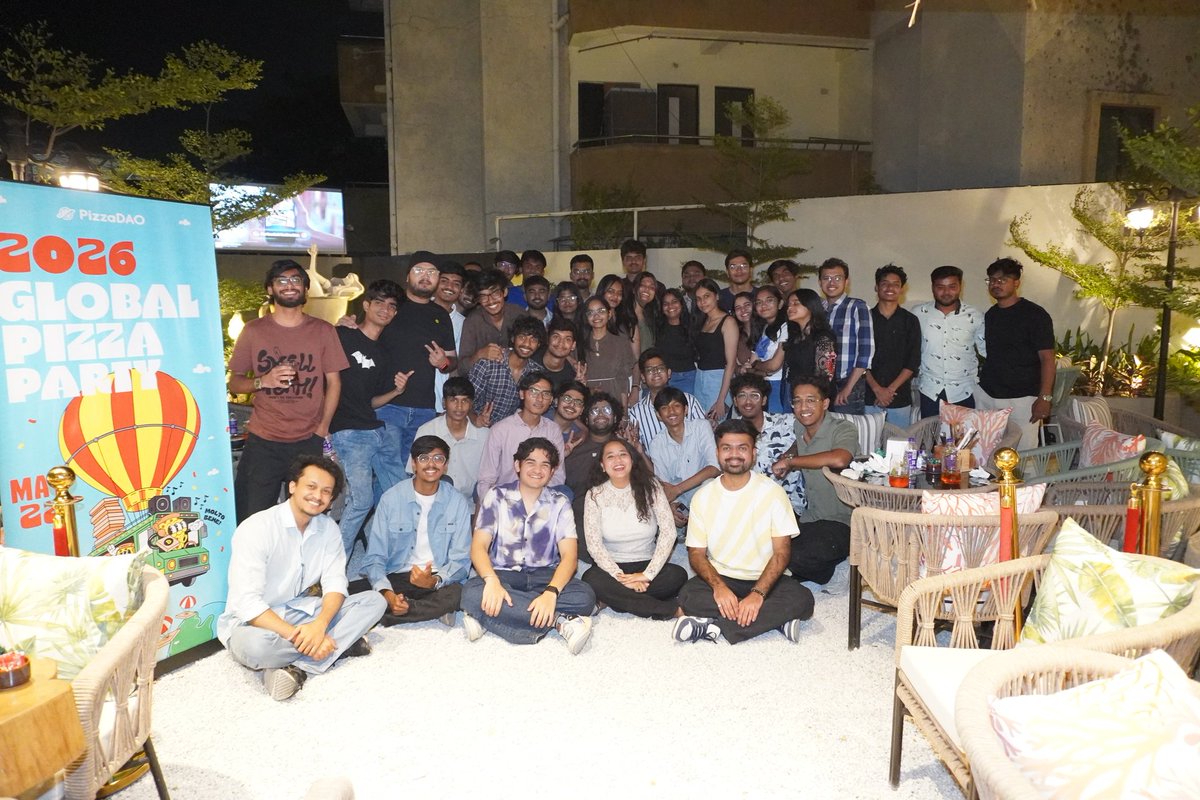 TanmayTikk46152's tweet photo. Who thought 2 pizzas once bought 10,000 BTC would be celebrated.
Celebrating Bitcoin Pizza Day at the GLOBAL PIZZA PARTY 2026.This wasn't just a party. It was a room full of people crazy people
Massive shoutout to @Pizza_DAO  @RarePizzaz @simarpreet_019
@anshitaksoni @vidarbhadao https://t.co/ZcDgrze4X8