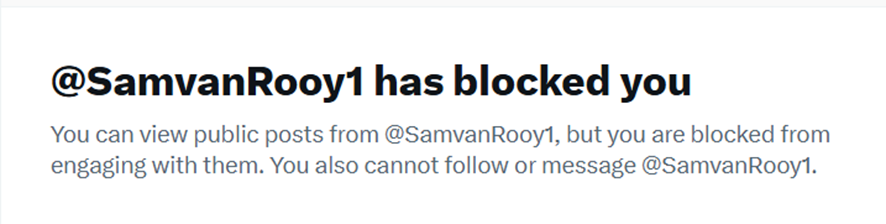 StijnDB14's tweet photo. @vanranstmarc Ah, de man van het "vrije woord" heeft me al lang geblokkeerd. Sam is een hypocriet die niets meer was, is en zal zijn een voetnootje in de Vlaamse/Belgische politiek... https://t.co/EejjSSMeq4