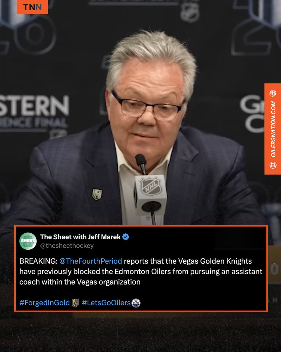 OilersNation's tweet photo. The Vegas Golden Knights love to say no to the Edmonton Oilers.

(h/t @thesheethockey @TheFourthPeriod) https://t.co/Ja2CheeZzz