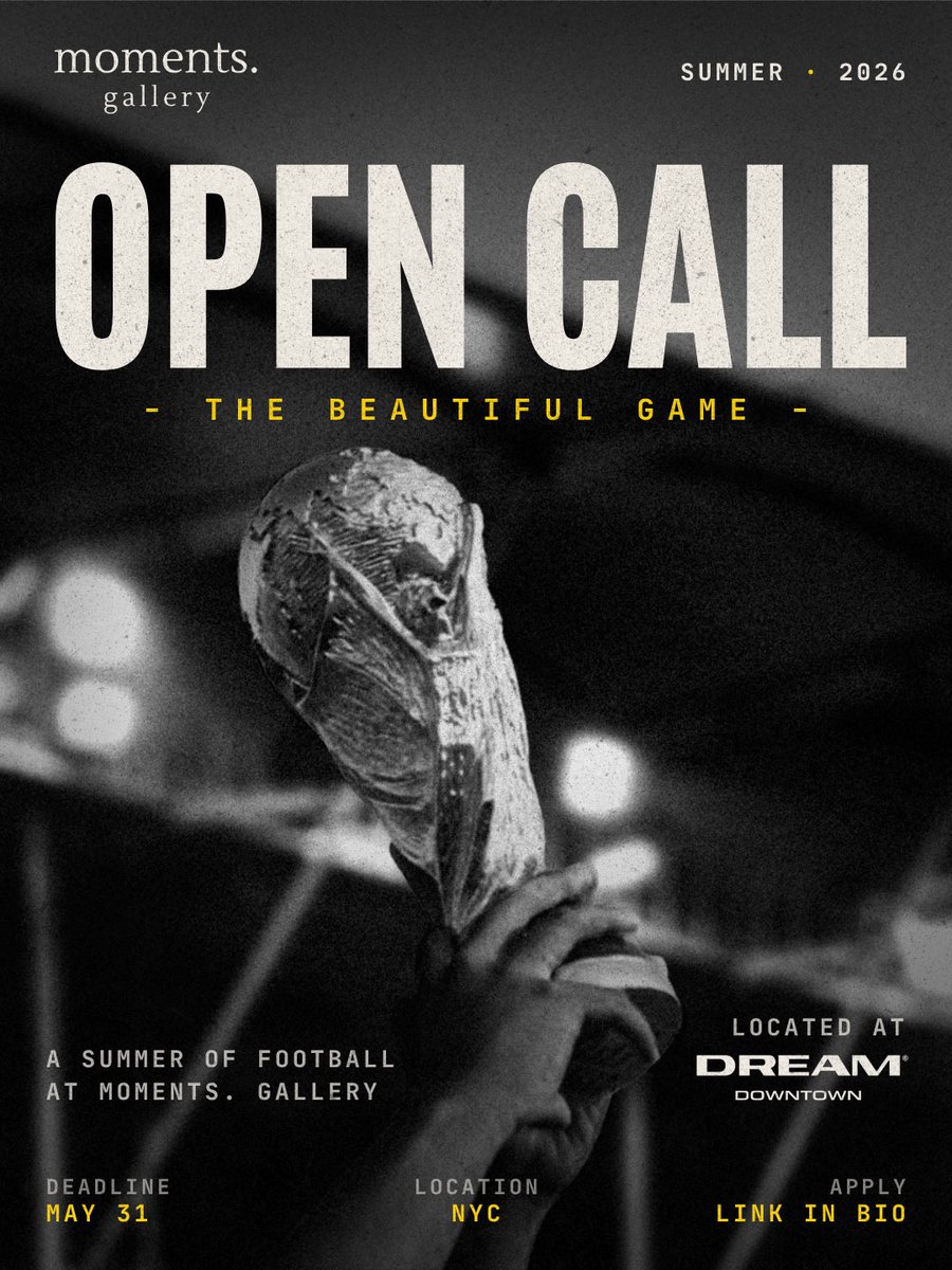 vasiamakris's tweet photo. Time for another Open Call ⚽️ 🔥 

In celebration of FIFA World Cup ‘26 Moments. Gallery is opening its doors to artists globally

Enter for a chance to be exhibited at our 24/7 location in NYC Meatpacking district @DreamDWTN 

Digital displays powered by @metasill

Submit👇 https://t.co/0MlD5bI0rY