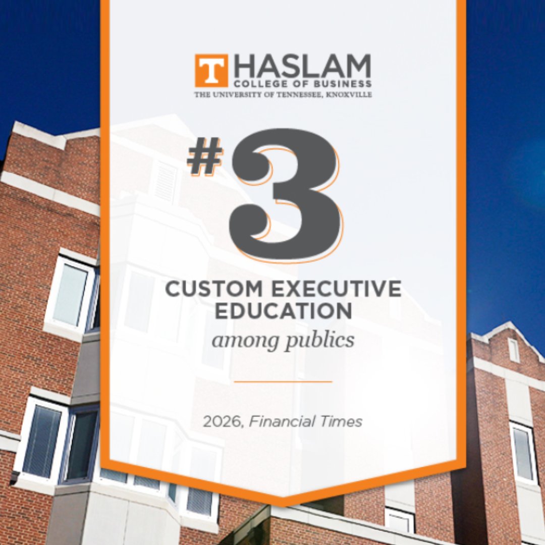 UTADMBA's tweet photo. For the third consecutive year, Haslam also earned the No. 1 spot among U.S. public universities in the rankings’ follow-up category. Learn more about the ranking and what continues to set Haslam apart in executive education: https://t.co/QY42Y6pXbx
#GoVols #GBO #VFL #ADMBA #MBA https://t.co/uUNhCVP18O