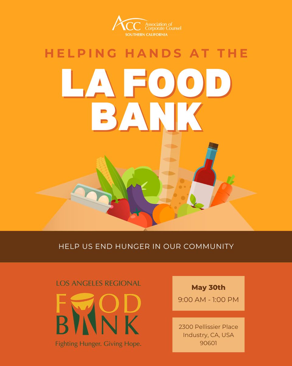 ACC_SoCal's tweet photo. Helping Hands at the LA Food Bank

We will be volunteering at the Los Angeles Regional Food Bank, assembling food packages or sorting and packing produce bags for families, older adults, and children who face food insecurity in Los Angeles County.

RSVP: https://t.co/iArhICbjrK https://t.co/AyaLgkkW0k