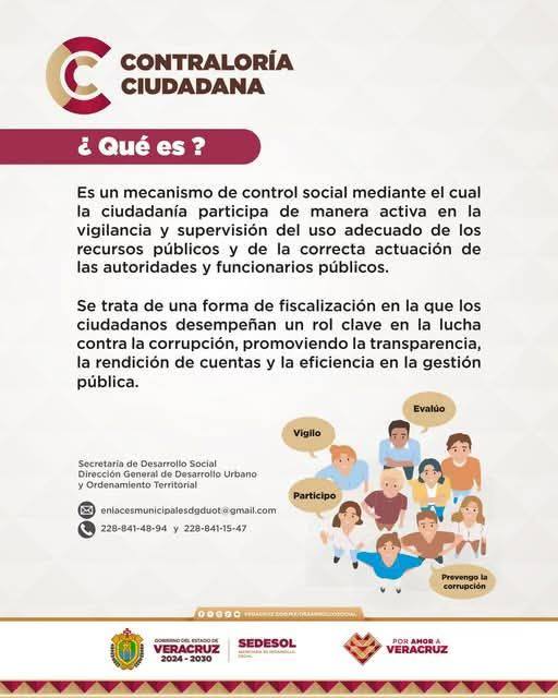 VerSEDESOL's tweet photo. La contraloría ciudadana permite a la población involucrarse en la supervisión del manejo de los recursos públicos y en la evaluación del trabajo de las autoridades.

Conoce más en la siguiente imagen. https://t.co/Hmlk2a4ZeB