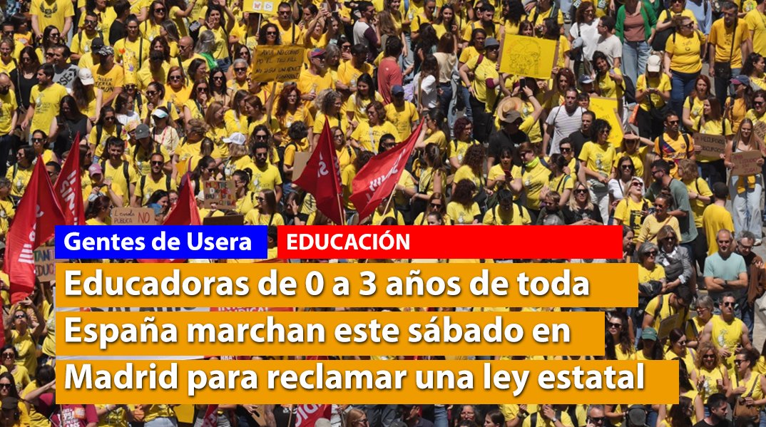 GentesDeUsera's tweet photo. Educadoras de 0 a 3 años de toda España marchan este sábado en Madrid para reclamar una ley estatal https://t.co/4UvFJxWLU7 https://t.co/FUy44LTjQ3