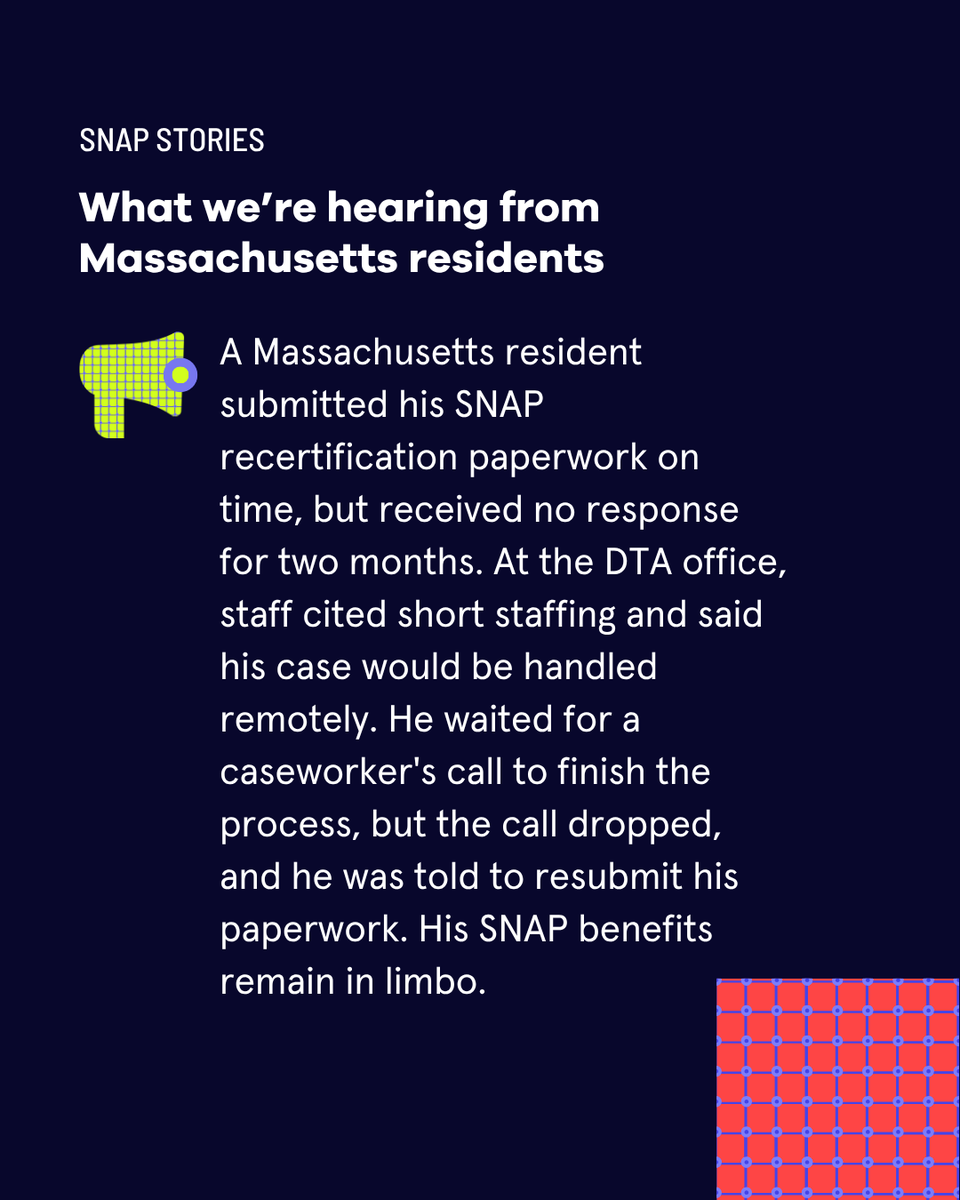 projectbread's tweet photo. We frequently hear stories like this from callers to our FoodSource Hotline. People deserve to get the SNAP benefits they need.

Join the Action Team to stay up-to-date: https://t.co/L7JcWIPtA0

#SNAPMatters #MakeHungerHistory https://t.co/ck53n9ABJ8