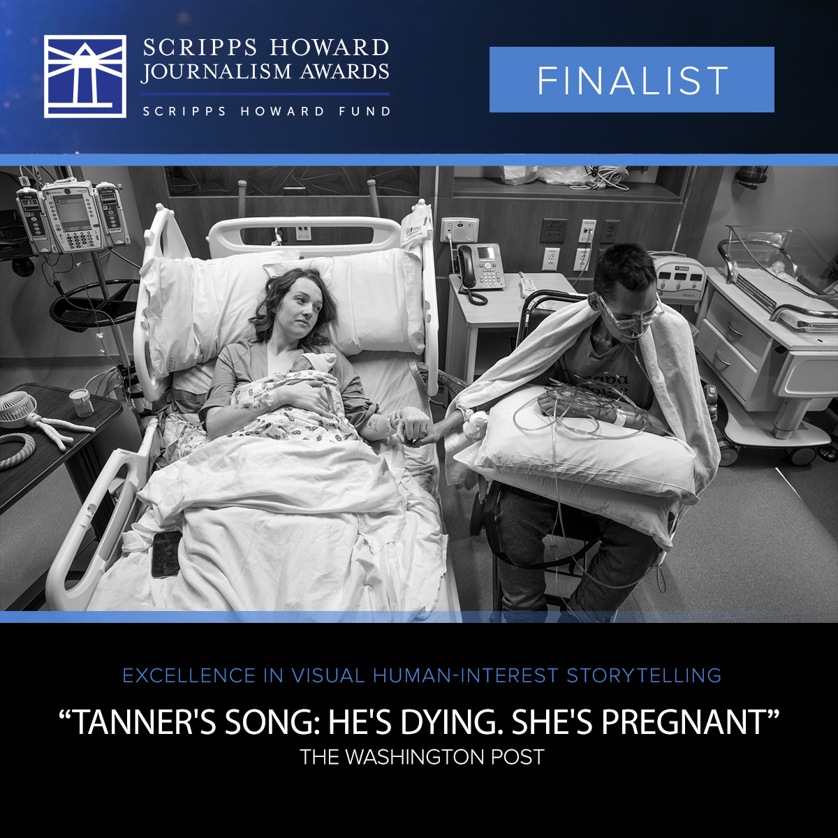 SH_Awards's tweet photo. Congratulations to @washingtonpost, a #SHJAwards finalist for Excellence in Visual Human-Interest Storytelling for “Tanner’s Song: He’s Dying. She’s Pregnant.”

https://t.co/KvbjeUgbL3 https://t.co/9Uvx6wEitE
