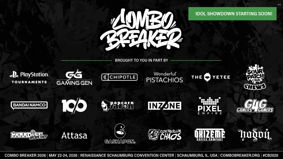 IdolShowdown's tweet photo. Top 4 of the ALL IN TOGETHER Idol Showdown Tourney will begin soon at Combo Breaker!

Go and raid the stream here!
https://t.co/FgImKlxWNo

#IdolShowdown #CB2026 https://t.co/pRtGwmRb3S