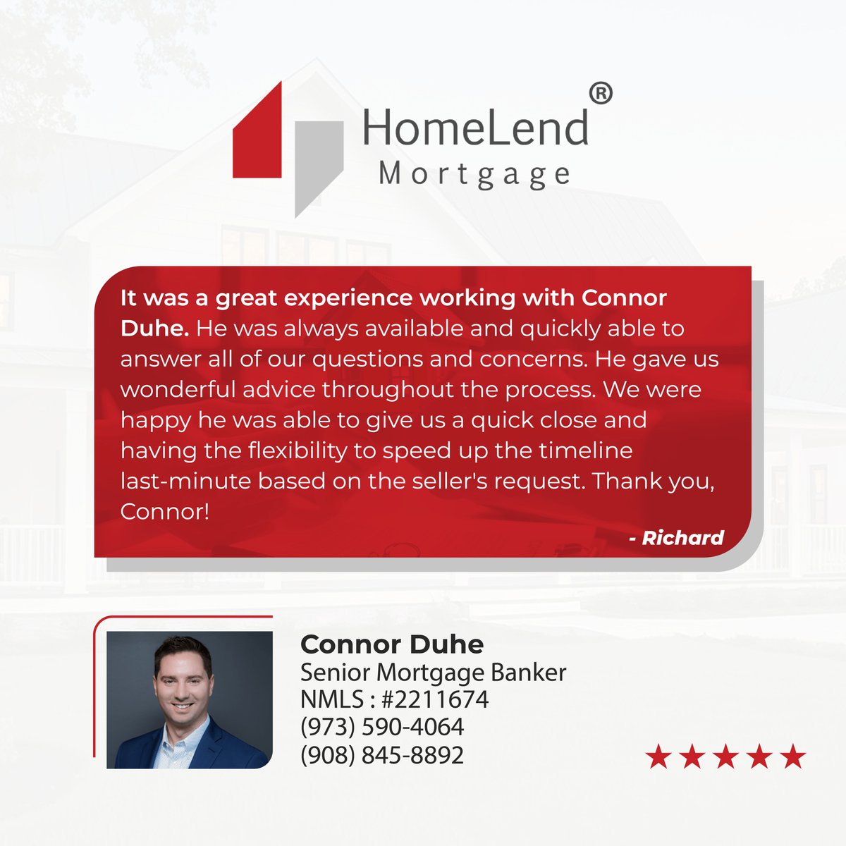 HomeLendMTG's tweet photo. Responsive guidance. Quick closing. Smooth process.

Thank you Richard for trusting Connor Duhe and HomeLend Mortgage!

https://t.co/xLqkBtjsSA https://t.co/BSSIS6IPjo