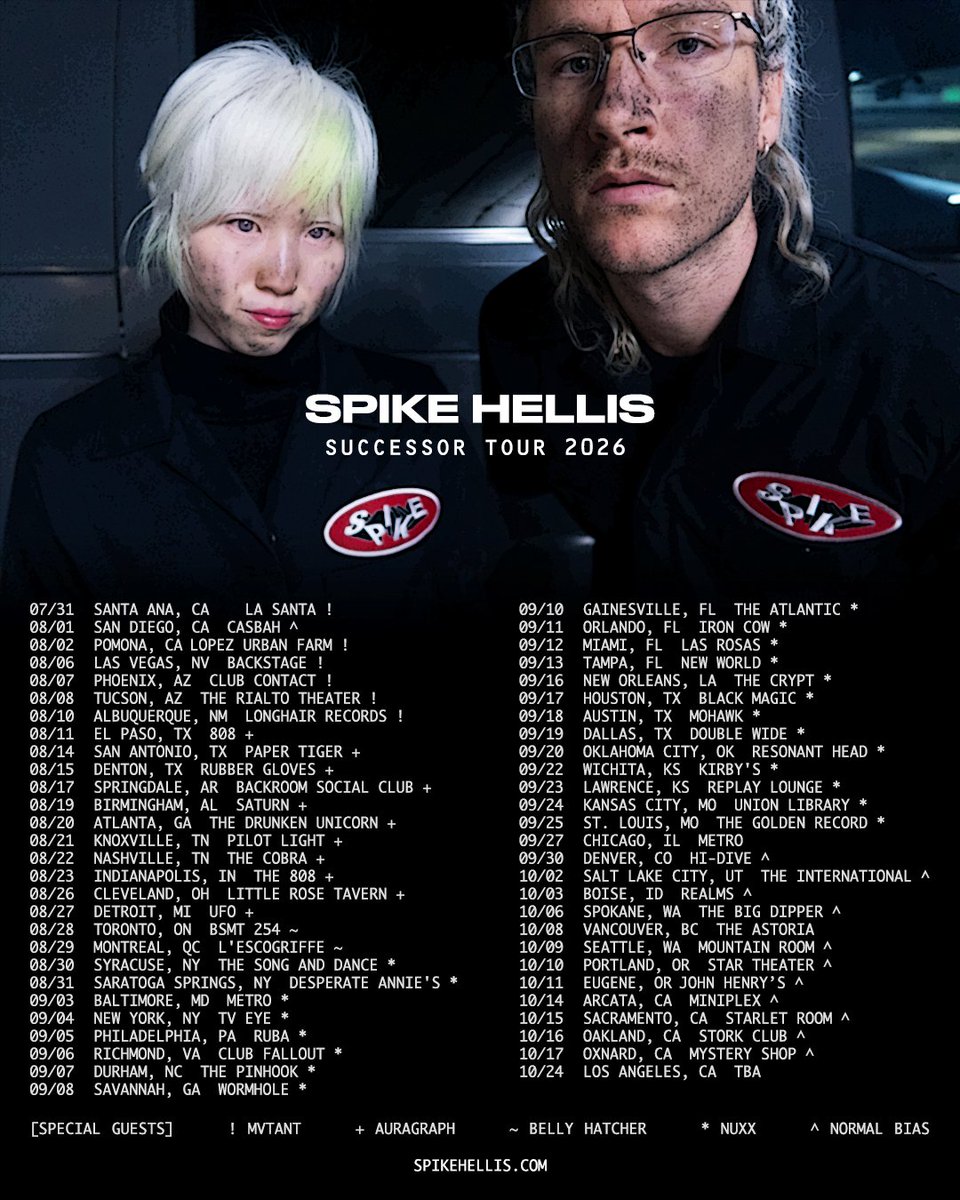 SpikeHellis's tweet photo. LP2 - SUCCESSOR
August 7th via Over-Pop

NEW DATES ADDED + VENUE/DATE CHANGE

08/11 - El Paso, TX
08/17 - Springdale, AR
08/26 - Cleveland, OH
10/06 - Spokane, WA
10/15 - Sacramento, CA

SPIKE patches will be available at the LBC @dasbunker show. https://t.co/ioHiJmQDHT