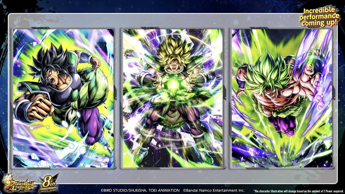 DokkanAssets's tweet photo. I do wish it was something more unique with the characters themselves (like everyone was thinking SSG Gogeta even though it was unlikely), mainly talking about here Gogeta since Broly transforms twice which is really unique, rather than them just being the highest rarities, but it's cool!

I think if Gogeta would have also transformed twice it would have been perfect!

I'll for sure be summoning for Broly!