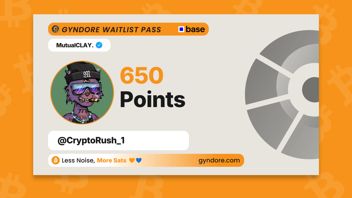 CryptoRush_1's tweet photo. Secured my spot on the @Gyndore waitlist.

Already stacking. It pays to be early.

Join now &amp; claim your points → https://t.co/A82maaXnda https://t.co/icf58Z7s0K