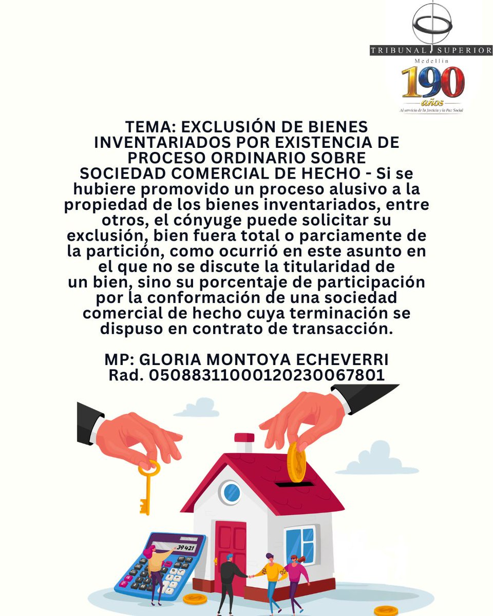 TribSupMed's tweet photo. TEMA: EXCLUSIÓN DE BIENES INVENTARIADOS 
MP: GLORIA MONTOYA ECHEVERRI
Rad. 05088311000120230067801
Sala de Familia
Descarga la providencia a través del QR que se encuentra en la última imagen de nuestro Instagram @tribsupmed https://t.co/GJr0BGxvMu https://t.co/Puyrl1JU1g