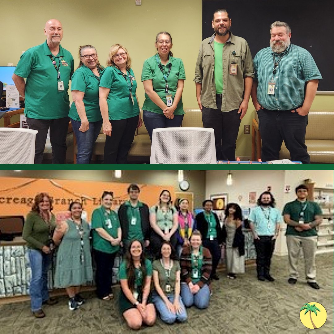 pbclibrary's tweet photo. The Library got our green on! Palm Beach County's Birth to 22: United for Brighter Futures hosts "Get Your Green On" each year to raise awareness on the impact of mental health and trauma in our community. The Library is committed to our community's well-being!

#PBCLibrary #GYGO https://t.co/PTADtMwSyK
