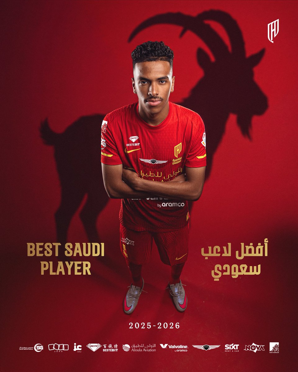 Alqadsiah's tweet photo. جوهرتنا "مصعب" .. أفضل لاعب سعودي في #دوري_روشن_السعودي ⭐️🇸🇦

#القادسية https://t.co/BzPmZz7tGN
