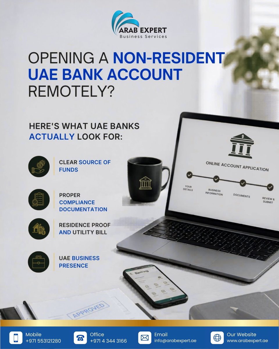 arabexperts12's tweet photo. Many non-resident founders underestimate how closely UAE banks assess business credibility before onboarding a client. The way your application is structured can directly impact both approval timelines and banking options available to you.
-
🌐 https://t.co/WZjE4VeVUO https://t.co/tMQCU14X2H