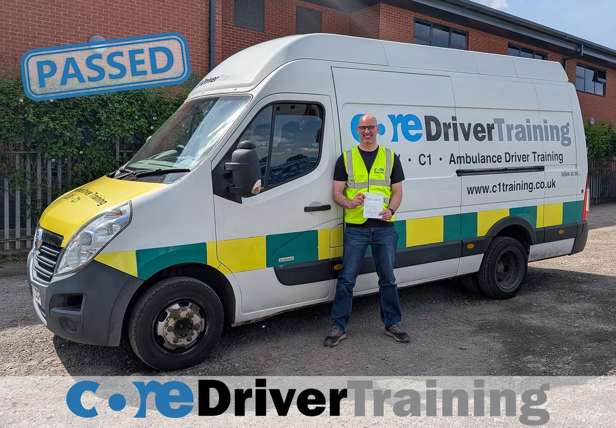 driver_cor91706's tweet photo. Congratulations Ben Devonport with a fantastic first-time C1 pass at Watnall Test Centre today. We wish you all the best with your future career in the ambulance service. 😁🚑

#TeamCore https://t.co/1AtRjcaCaK