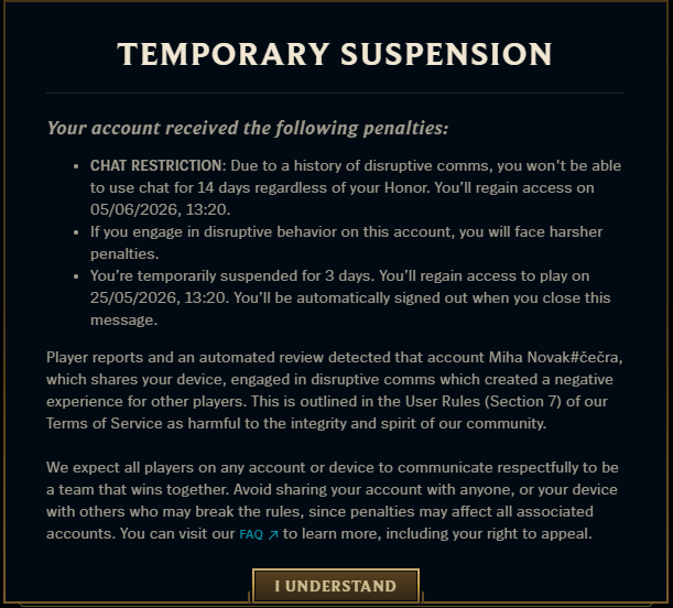 TrotFN's tweet photo. @drewlevin Hello. I have just been wondering why have me and my girlfriend been punished due to our friend being toxic in a video game? He never even played on my PC (was just over a couple of times for a LAN party)... Really thinking I have been wrongly suspended. https://t.co/XSWUsSP2AD