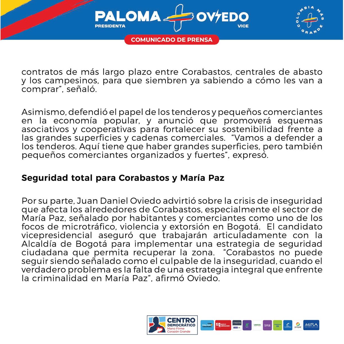 Prensa Paloma Valencia tweet media