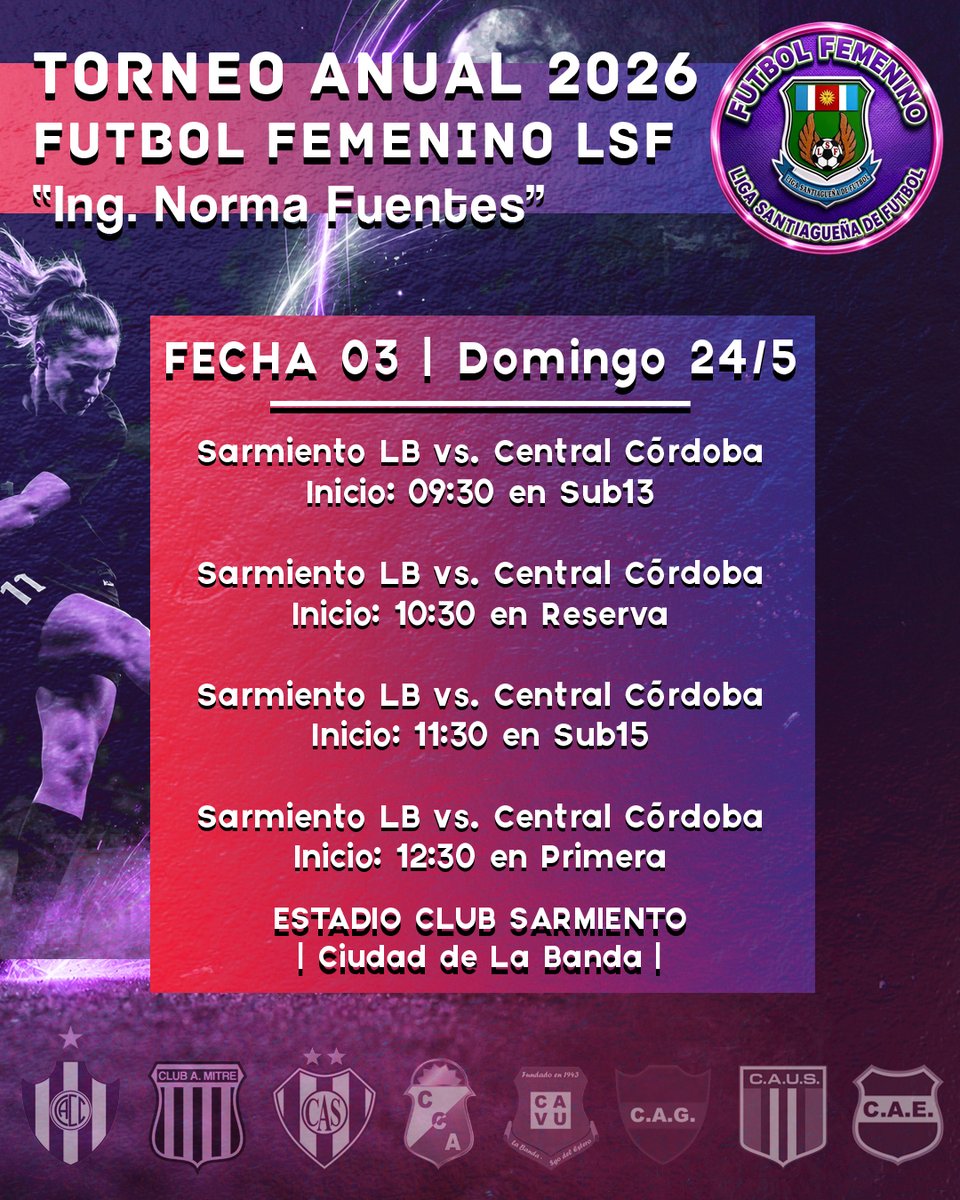 lsfoficial's tweet photo. #FemeninoLSF  ⚽️🏃‍♀️ 
➡️ PROGRAMACIÓN FECHA 3 
🎖️ Torneo Anual LSF 2026 https://t.co/FIEi5BY1gC