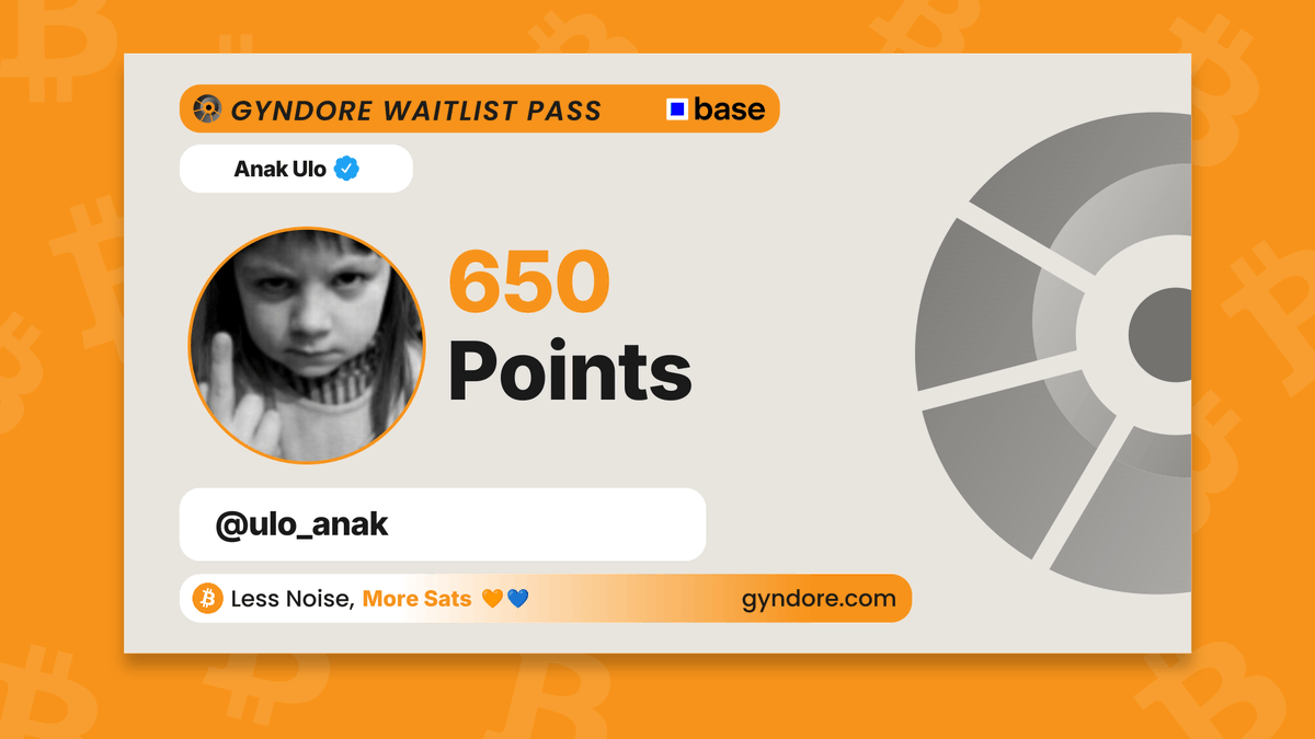 ulo_anak's tweet photo. Secured my spot on the @Gyndore waitlist.

Already stacking. It pays to be early.

Join now &amp; claim your points → https://t.co/y17c5a02Cb https://t.co/QQrpURxsyk