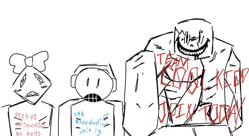 SmolPump_'s tweet photo. how i draw the c00lkidd gang 
#forsaken #damnation https://t.co/CVFf1Ur2wB