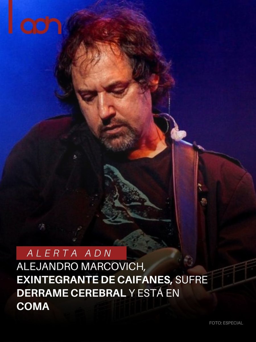 adnnoticiasmx's tweet photo. 🚨 #AlertaADN 

#ÚltimaHora | 🎸🎶 El músico y guitarrista Alejandro Marcovich sufrió un derrame cerebral, de acuerdo con un comunicado. Fue trasladado al hospital y se encuentra en coma en terapia intensiva, con pronóstico reservado https://t.co/nW3BI6he90