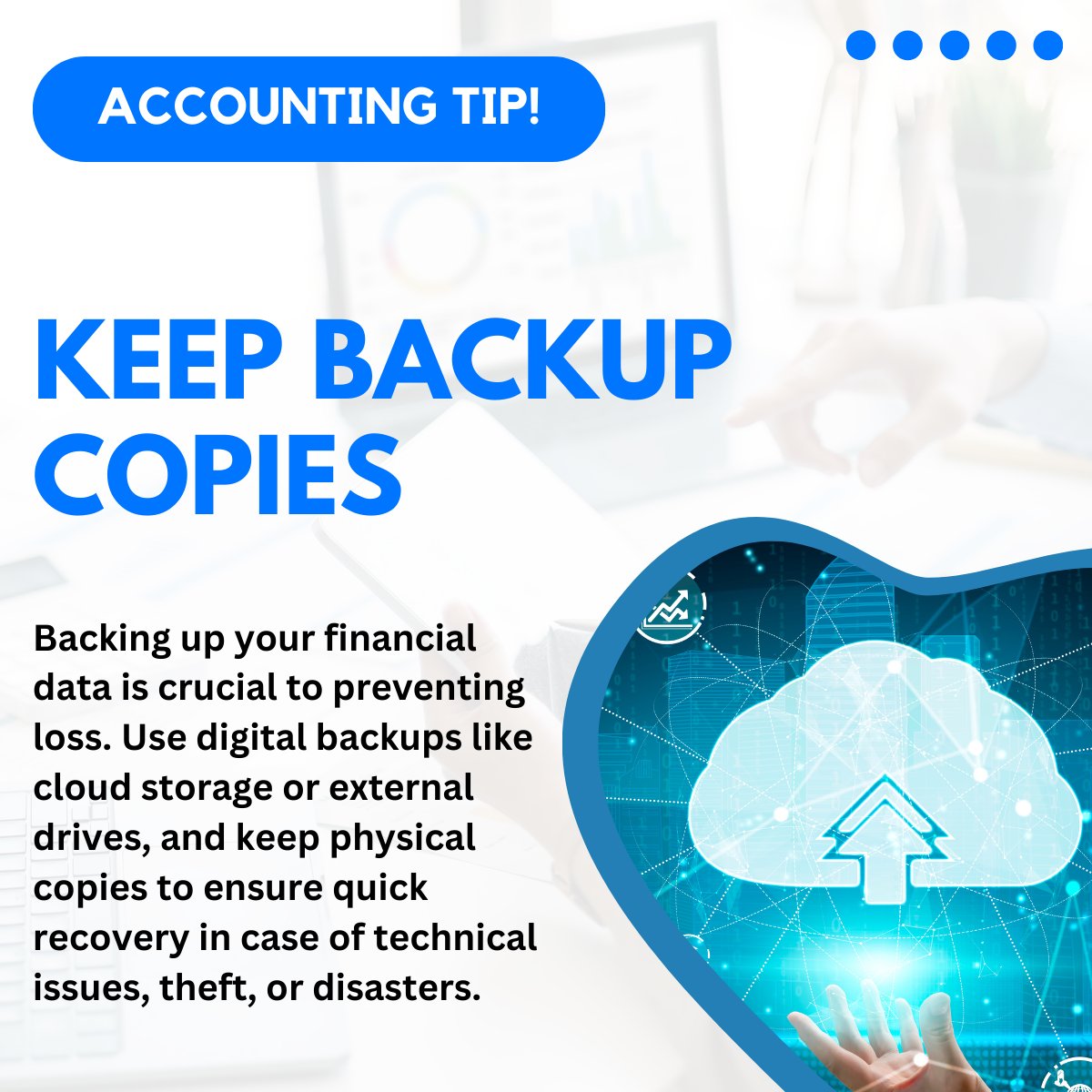 Castillo_Firm's tweet photo. Backing up your financial data is crucial to preventing loss. Use digital backups like cloud storage or external drives, and keep physical copies to ensure quick recovery in case of technical issues, theft, or disasters. https://t.co/UxDcVeY6QD